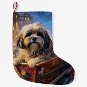 Lhasa Apso Christmas Festive Season  Small Christmas Stocking
