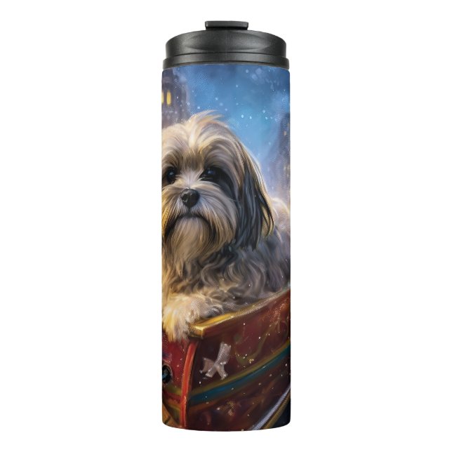 Lhasa Apso Christmas Festive Season  Thermal Tumbler (Front)