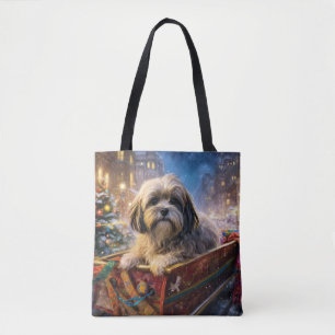 Lhasa Apso Christmas Festive Season  Tote Bag