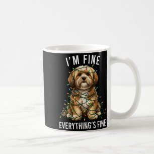 Lhasa Apso Christmas I'm Fine Everything Is Fine  Coffee Mug