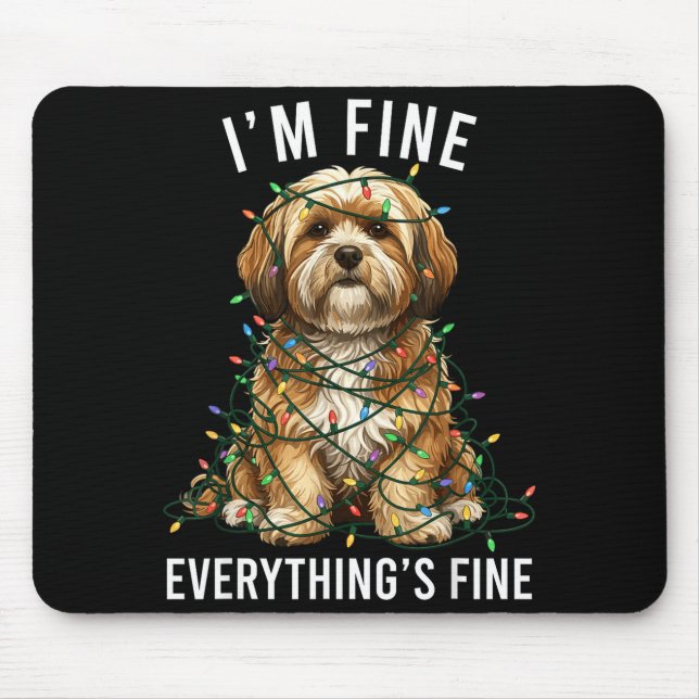 Lhasa Apso Christmas I'm Fine Everything Is Fine  Mouse Mat (Front)