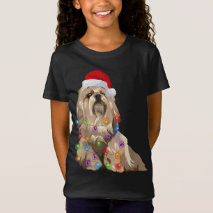 Lhasa Apso Christmas Lights Xmas Dog Lover Santa H T-Shirt