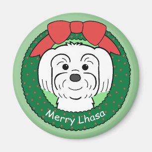 Lhasa Apso Christmas Magnet