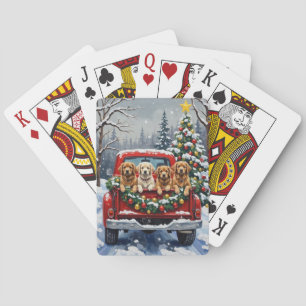 Lhasa Apso Christmas Red Truck Holiday Playing Cards