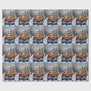 Lhasa Apso Christmas Red Truck Holiday Wrapping Paper