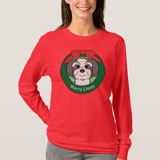 Lhasa Apso Christmas T-Shirt (Front)