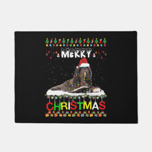 Lhasa Apso Christmas Tree Light Pajama Xmas Dog Doormat