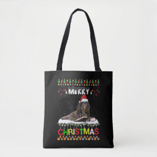 Lhasa Apso Christmas Tree Light Pajama Xmas Dog Tote Bag