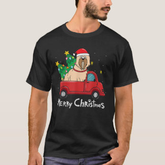 Lhasa Apso Christmas Truck Tree Mom Dad Funny Xmas T-Shirt