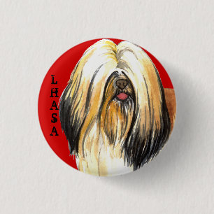 Lhasa Apso Colour Block 3 Cm Round Badge