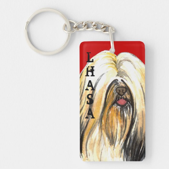 Lhasa Apso Colour Block Key Ring (Front)