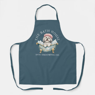Lhasa Apso Deep Teal Dog Grooming Apron   Deluxe