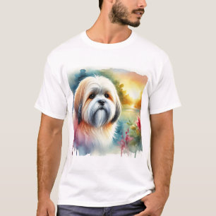 Lhasa Apso Dog 190924AREF130 - Watercolor T-Shirt