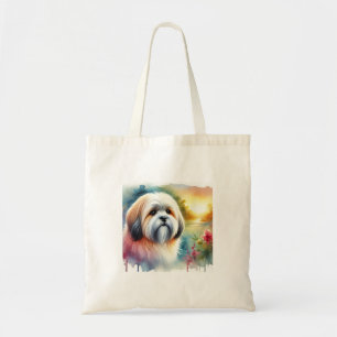 Lhasa Apso Dog 190924AREF130 - Watercolor Tote Bag