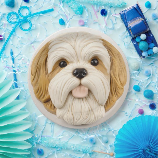 Lhasa Apso Dog 3D Inspired Paper Plate (Party)