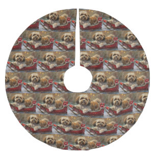 Lhasa Apso Dog Christmas Festive Brushed Polyester Tree Skirt