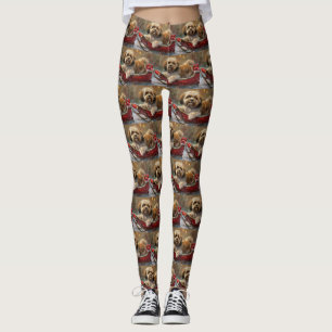 Lhasa Apso Dog Christmas Festive Leggings