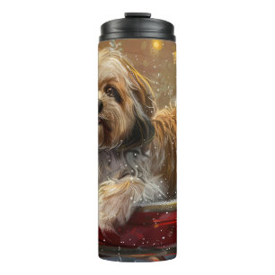 Lhasa Apso Dog Christmas Festive Thermal Tumbler
