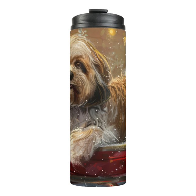 Lhasa Apso Dog Christmas Festive Thermal Tumbler (Front)
