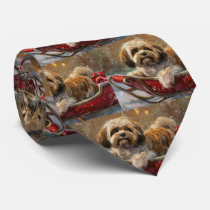 Lhasa Apso Dog Christmas Festive Tie