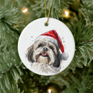 Lhasa Apso Dog Christmas Personalized Ceramic Tree Decoration