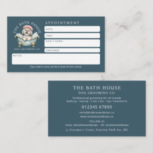 Lhasa Apso Dog Grooming Appointment Card - Teal
