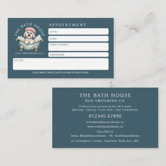 Lhasa Apso Dog Grooming Appointment Card - Teal