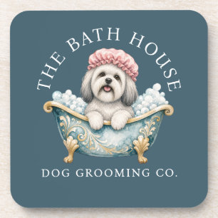 Lhasa Apso Dog Grooming Coasters - Teal