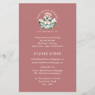 Lhasa Apso Dog Grooming Promotional Flyer - Pink