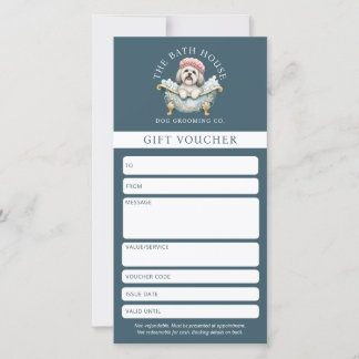 Lhasa Apso Dog Grooming Salon Gift Voucher - Teal
