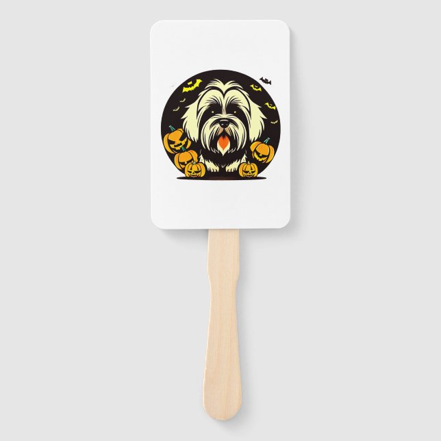 Lhasa Apso dog halloween Hand Fan (Front)
