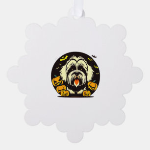 Lhasa Apso dog halloween Tree Decoration Card