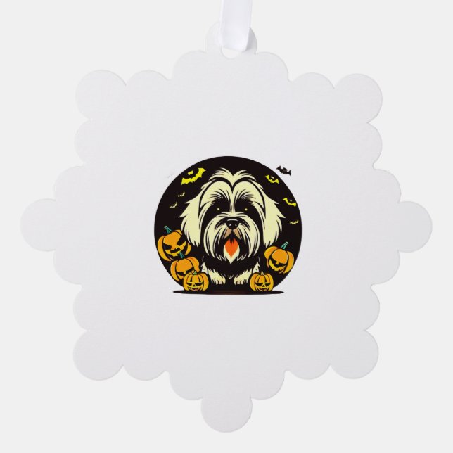 Lhasa Apso dog halloween Tree Decoration Card (Front)