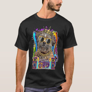 Lhasa Apso Dog Hip Hop 90s Rap Music T-Shirt