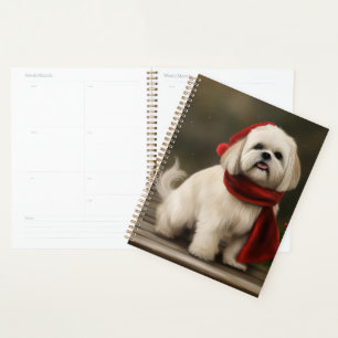 Lhasa Apso Dog in Snow Christmas Planner