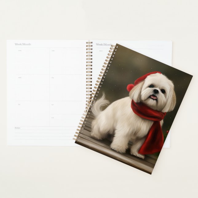 Lhasa Apso Dog in Snow Christmas Planner (Display)