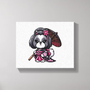 Lhasa Apso Dog Kimono Canvas Print