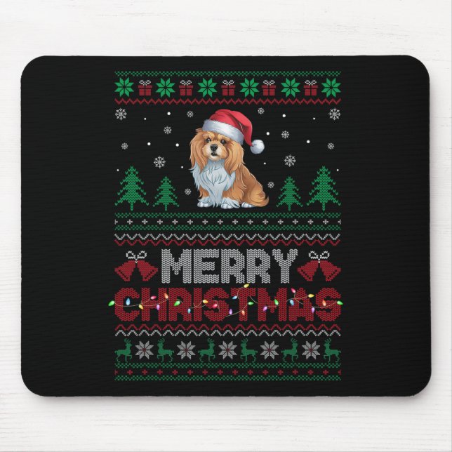 Lhasa Apso Dog Lovers Santa Hat Christmas Tree Lig Mouse Mat (Front)
