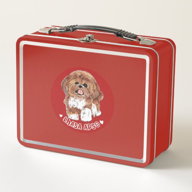 Lhasa Apso dog Metal Lunch Box (Front)