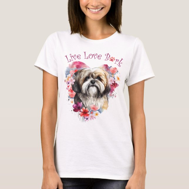 Lhasa Apso Dog Mum Floral T-Shirt (Front)