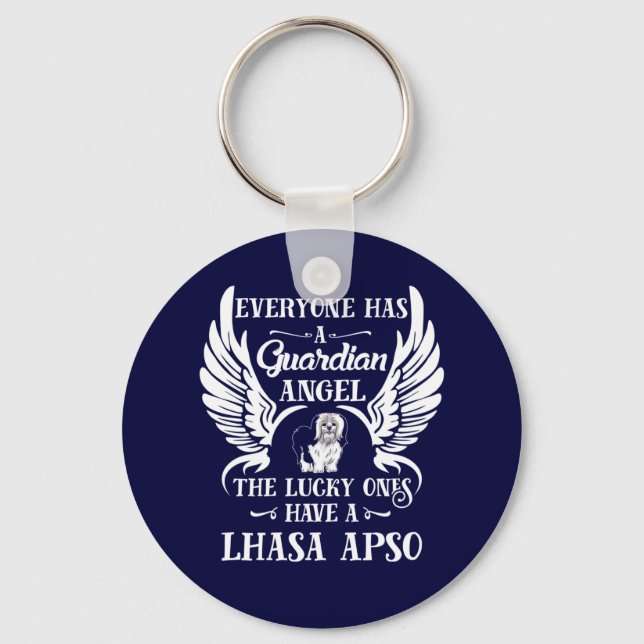 Lhasa Apso dog pet guardian angel Key Ring (Front)