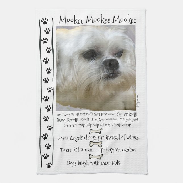 Lhasa Apso Dog Quotes Tea Towel (Vertical)