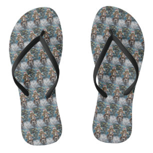 Lhasa Apso Dog Riding Motorcycle Christmas  Flip Flops