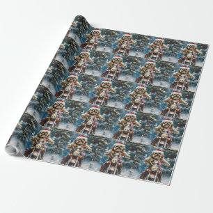 Lhasa Apso Dog Riding Motorcycle Christmas Wrapping Paper