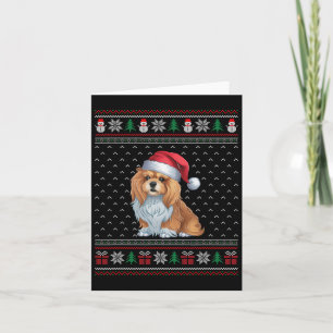 Lhasa Apso Dog Wearing Santa Hat Ugly Xmas Dog Lov Card