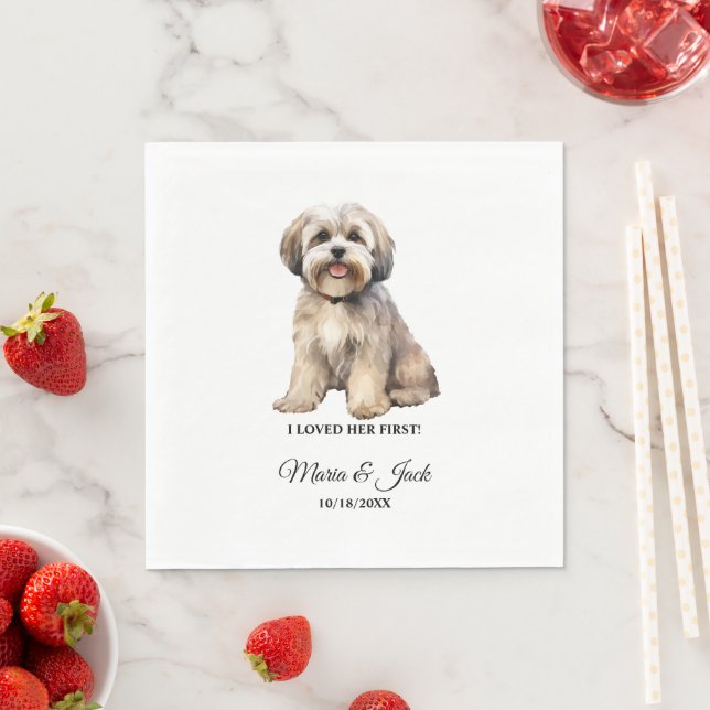 Lhasa Apso Dog Wedding Napkins with Photo (Insitu)