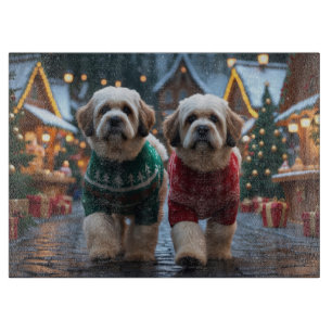 Lhasa Apso Dogs Christmas Snow Holiday Cutting Board