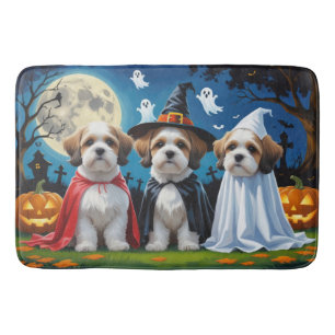 Lhasa Apso Dogs Pumpkin Halloween Funny Bath Mat