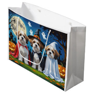 Lhasa Apso Dogs Pumpkin Halloween Funny Large Gift Bag