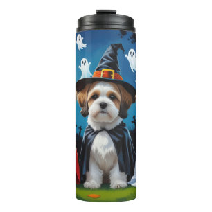 Lhasa Apso Dogs Pumpkin Halloween Funny  Thermal Tumbler